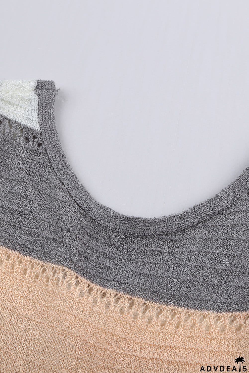 Summer Multicolor Color Block Round Neck Knitted Tank Top