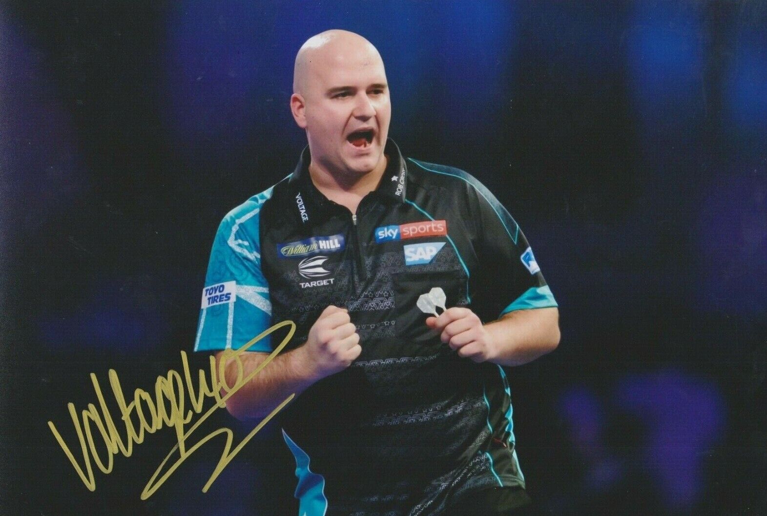 Rob 'Voltage' Cross **HAND SIGNED** 8x12 Photo Poster painting ~ Darts ~ AUTOGRAPHED