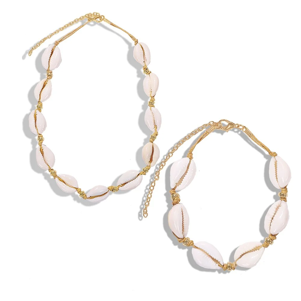 Dvacaman Bohemian Summer Handmade Shell Rope Chain Bracelet for Women Girl Beach Seashell Bracelet Jewelry Party Gifts Wholesale