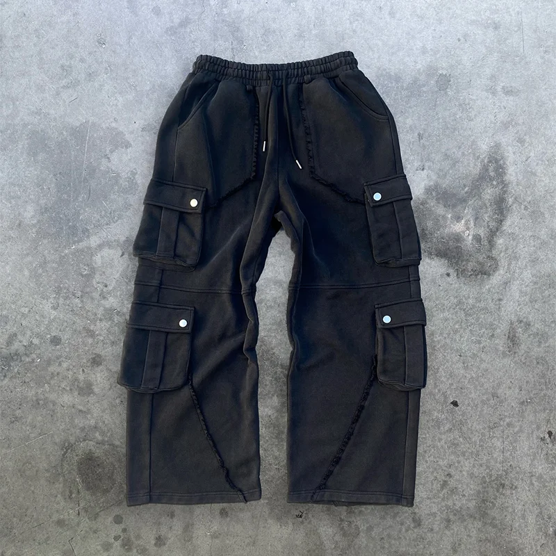 Casual multi-pocket irregular stitching sports pants