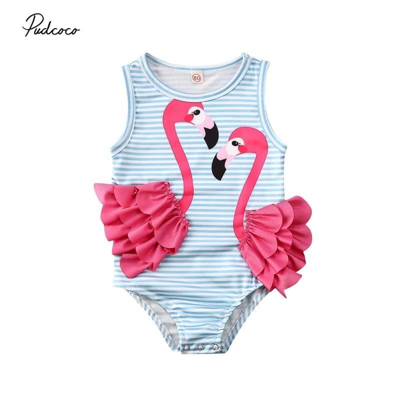 2020 Summer Swimsuit 3D Flamingo Swimsuit Toddler Kids Baby Girl One Piece Bikini Swimwear Bathing Suit Swimsuit Beach Monokini