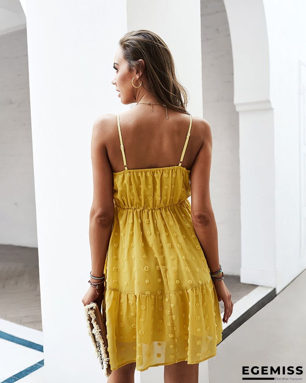 Women's Suspender Dress V-neck Sexy Casual Skirt Swing Skirt | EGEMISS