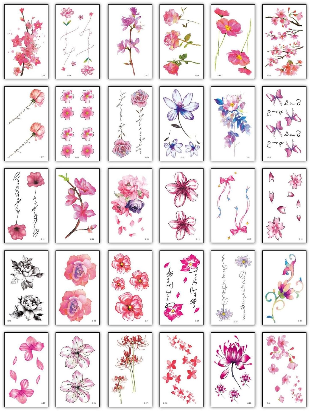 30pcs/lot Chinese words temporary tattoos small hand finger sleeve tattoo sticker men women body art painting fake tatoo set