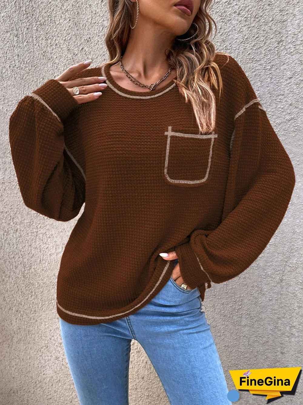 Casual Comfortable Round Neck Loose Versatile Knitting Sweater