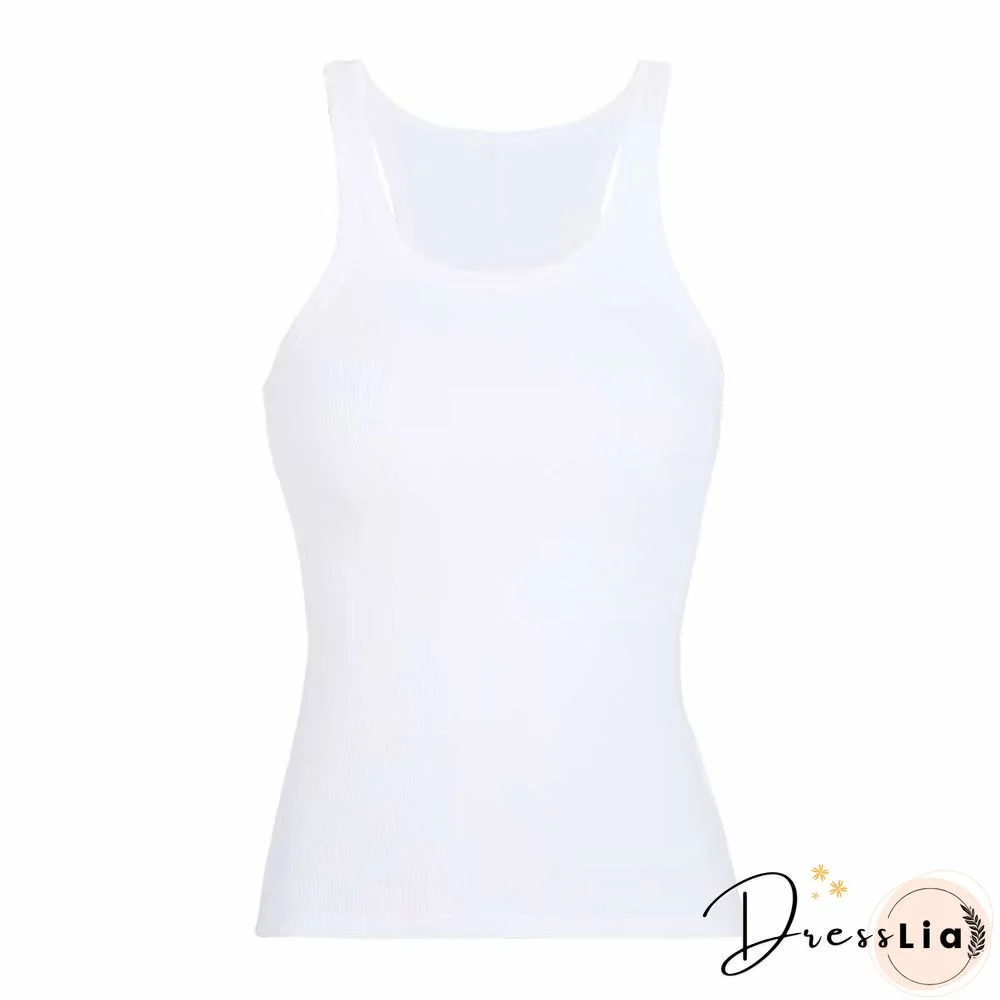 Solid Color Basic Ribbed Knitted Tank Top Women Summer Vintage Sleeveless Camis 90S Cool Girls Streetwear Green Soft Tees