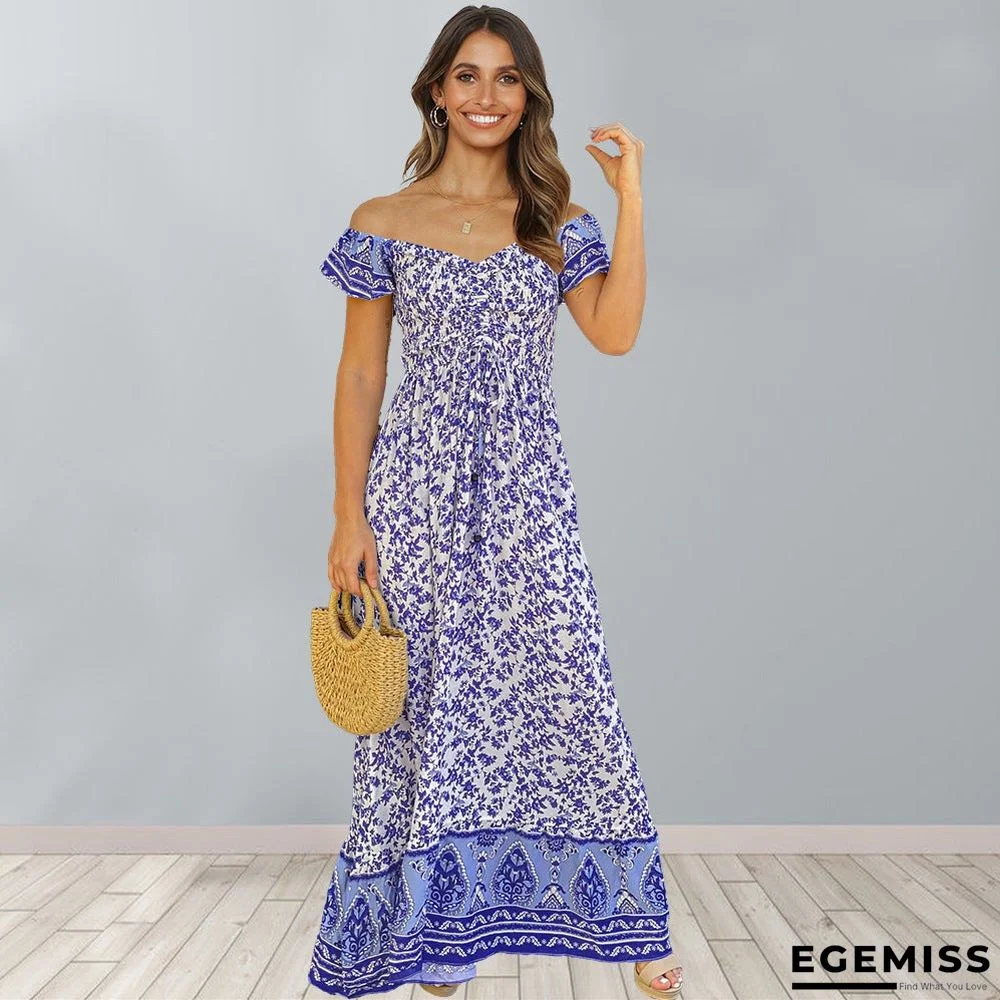 Broken Flower Open Back Waist A-shaped Women's Dress | EGEMISS