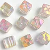 100PCS Lovely Flashing Painting Square Plaid Dice DIY Beads