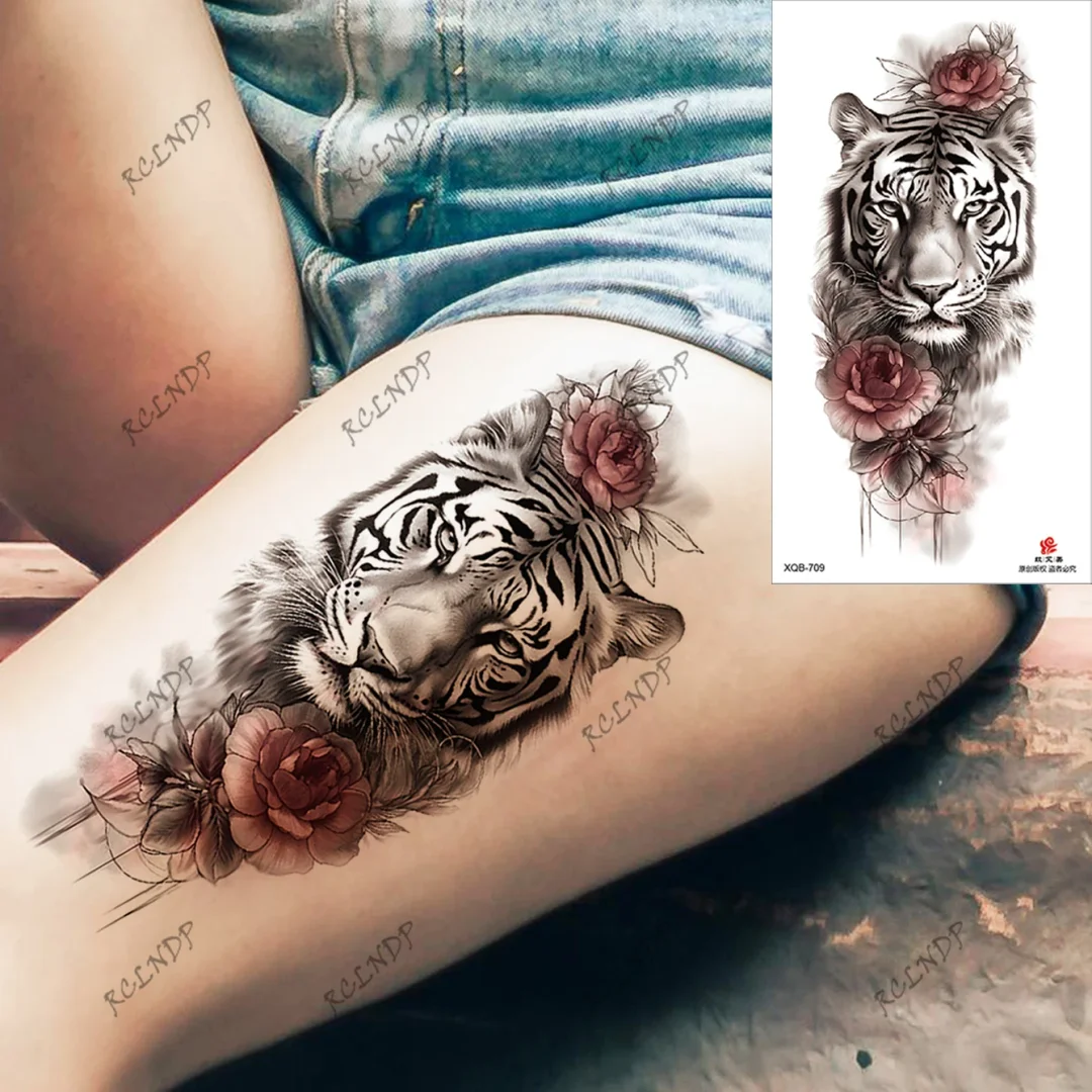 Sdrawing Temporary Tattoo Sticker Rose Flower Butterfly Dragon Whale Wolf Bird Fake Tatto Flash Tatoo Tato for Women