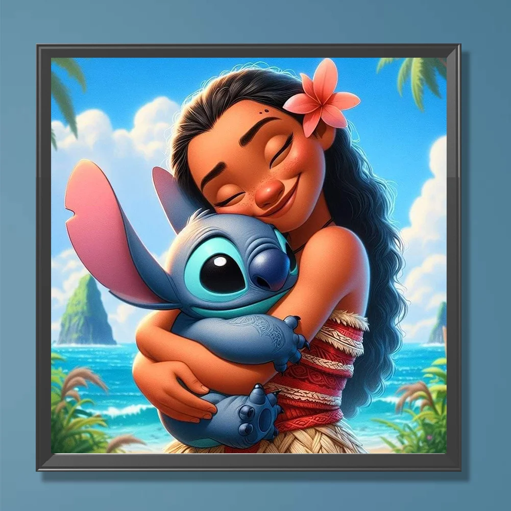 Diamond Painting - Full Round Drill - Stitch With Princess(Canvas|30*30cm)