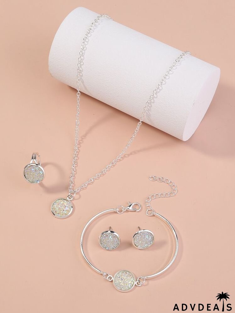 5pcs Round Detail Jewelry Set