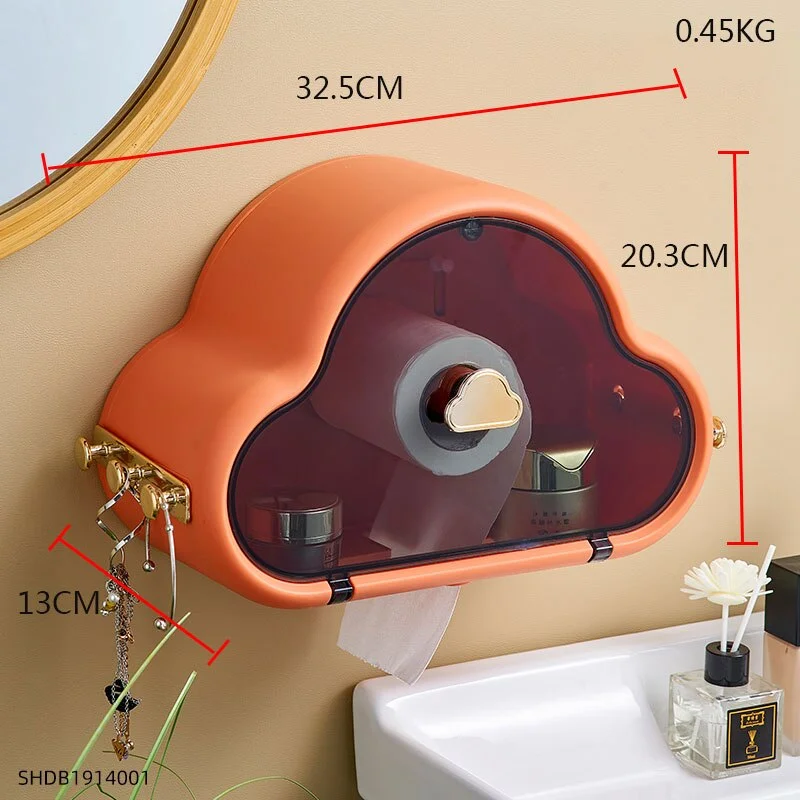 Nordic Creative Tissue Box Cloud Wall Hanging Tissue Box Storage Toilet Paper Roll Holder Plastic Waterproof Toilet Paper Case