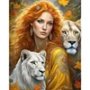 (40*50cm)Girl Lion - Full Round Drill Diamond Painting