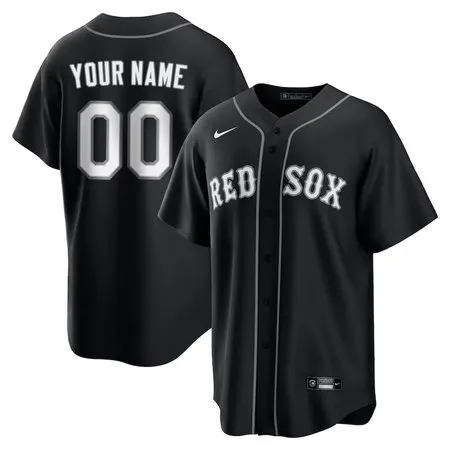Men's Boston Red Sox Custom Black Lights Out Replica Jersey
