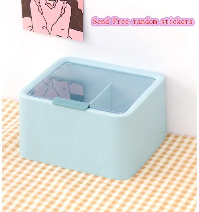 W&G Dust-proof Kawaii Storage Box Desktop Makeup Remover Cotton Swabs with Lid Box Student Dormitory Artifact 2021 New