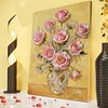 DIY Pearl Painting Pink Roses for Home Wall Decor with Frame(40x30cm)