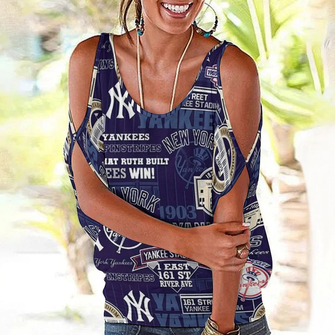 Shoulder Off  Loose Short Sleeve Casual T-shirt for Women Printed with Pattern,Blue