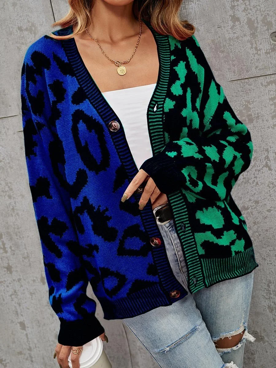 Women's Leopard Print Cardigan Sweater