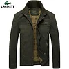 LACOSTE wiosna jesień bawełniane kurtki wojskowe męskie z wieloma kieszeniami płaszcze wiatr&oacute;wka Cargo kurtka męska kurtka Bomber