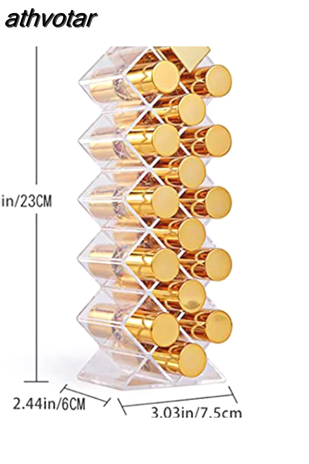 athvotar Degree Rotating Cosmetic Storage Box Make-up Organizer Lipstick Holder Transparent Crystal Display Stand Large Capacity