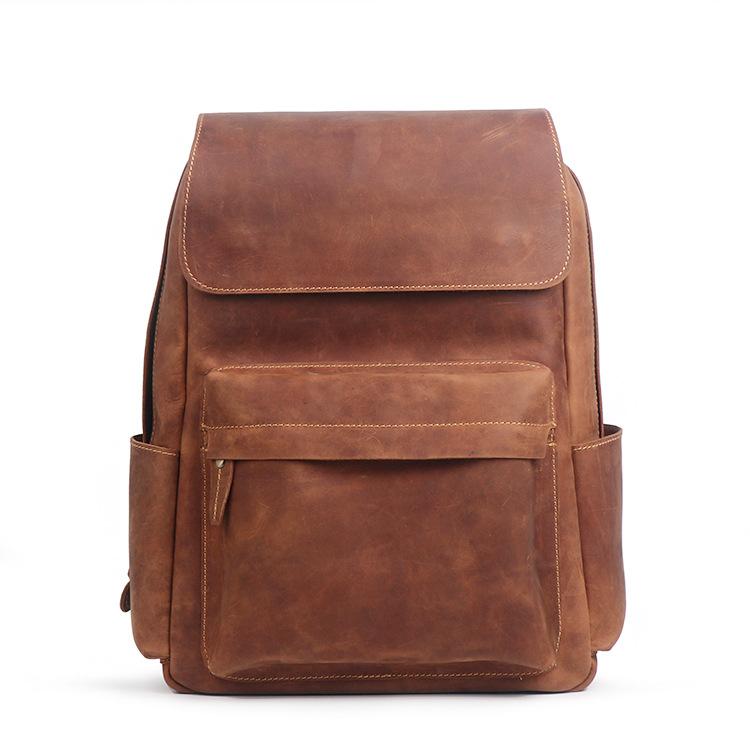 Retro Men's Leather Laptop Backpack