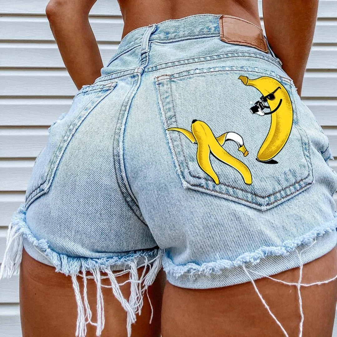 Banana denim shorts