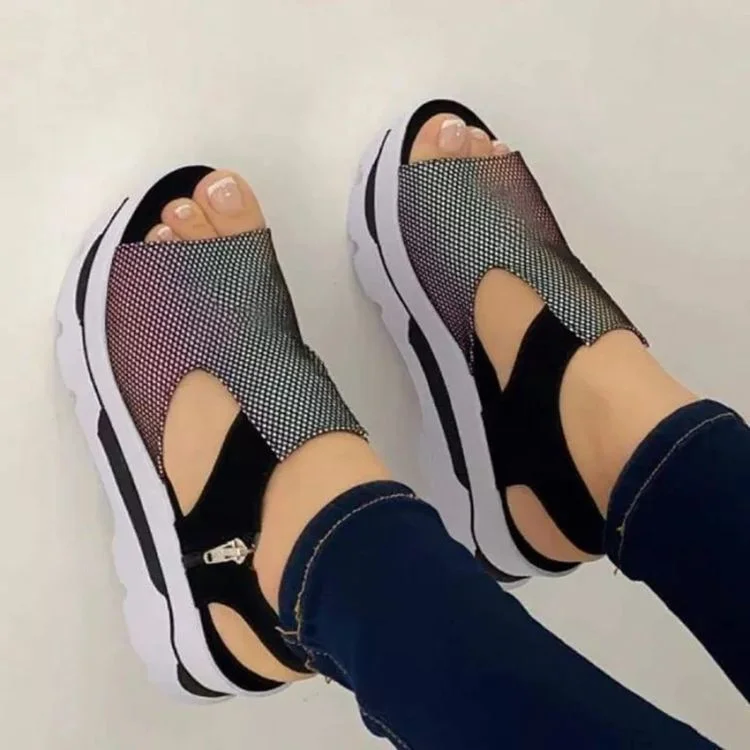 Qengg 2022 Summer Fashion Height Increase Casual Beach Ladies Sandals Size 43 Peep Toe Shoes of Women Wedge Platform Sandalias Women