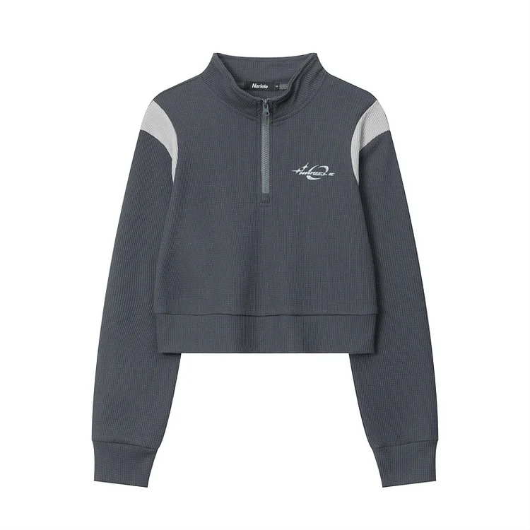 Simple Zipper Long Sleeve Sweatshirt - yankia