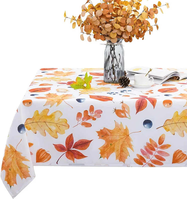 Thanksgiving Autumn Maple Leaves Rectangle Tablecloth Kitchen Table Decor Waterproof Table Cover Holiday Party Decorations