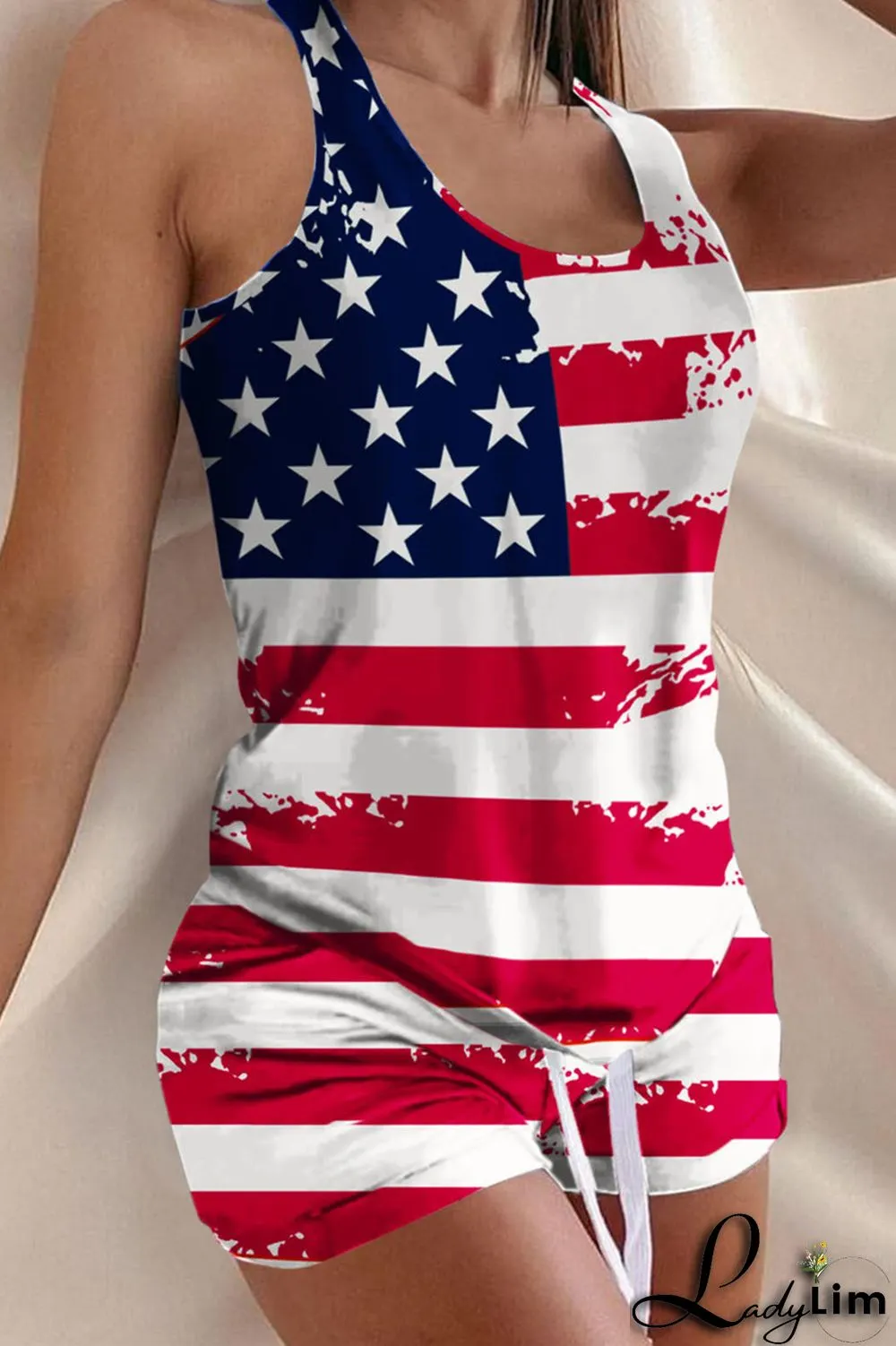 Black Pink Fashion Casual Print Basic U Neck Sleeveless Two Pieces