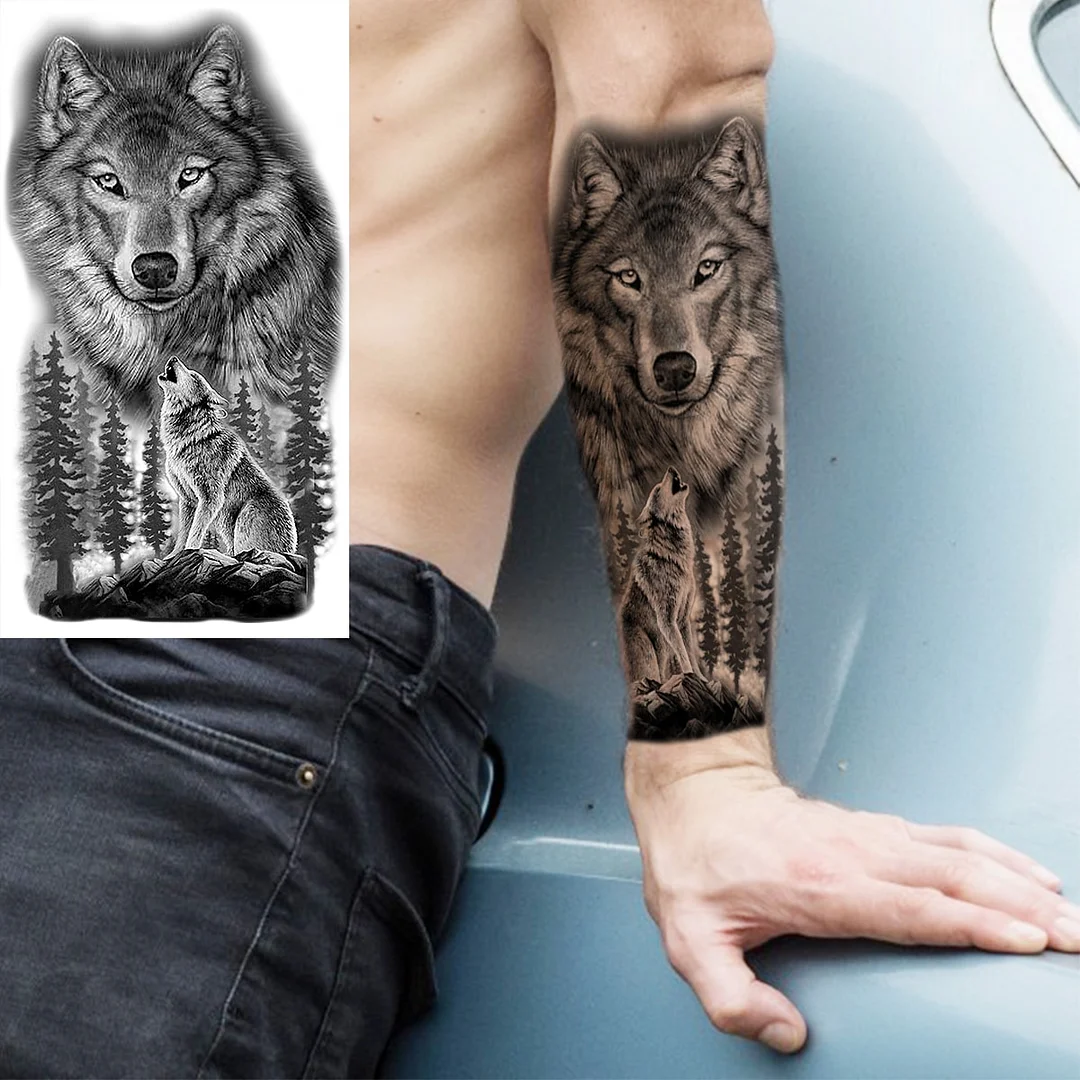 Sdrawing Realistic Black Devil Temporary Tattoos For Men Adult Tiger Pirate Skeleton Vampire Fake Tattoo Forearm Scary Tatoo Joker