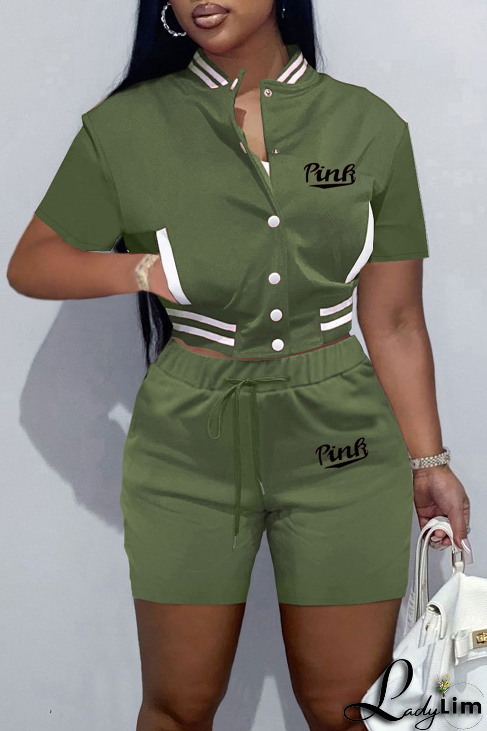 Black Casual Letter Print Patchwork O Neck Short Sleeve Two Pieces