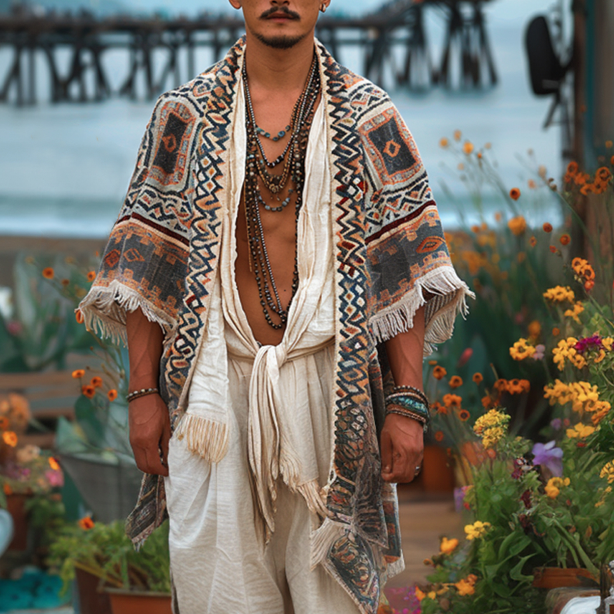 Mens Resort N Print Kimono