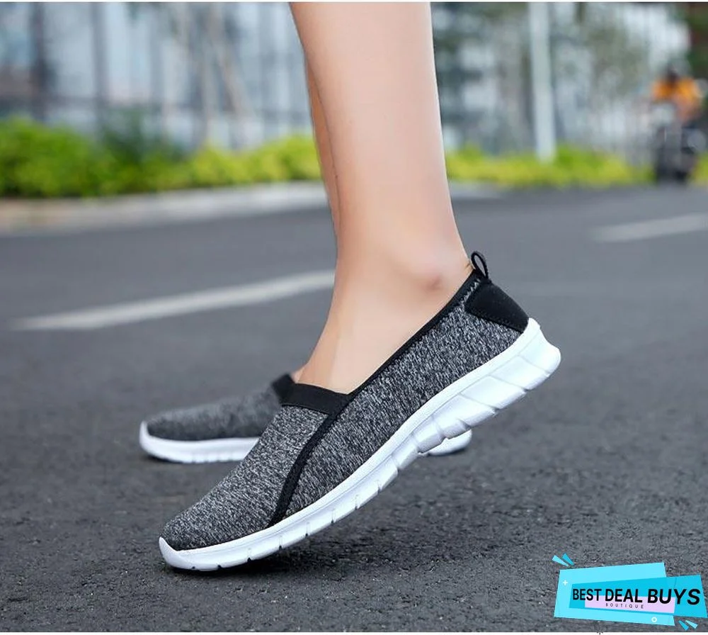 Women Slip On Loafers Plus Size Breathable Mesh Ballet Sneakers Flat Shoes