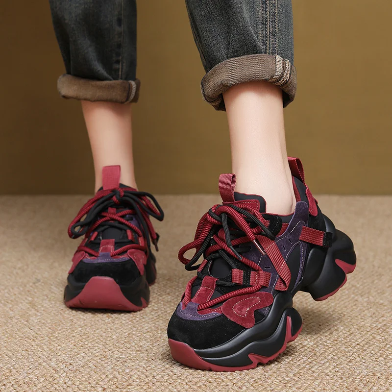 Yyvonne Color Old Dad Shoes In The Autumn And Winter 2025 New Thick Soles Light Casual Sneakers Warm Plus Velvet Cotton Shoes