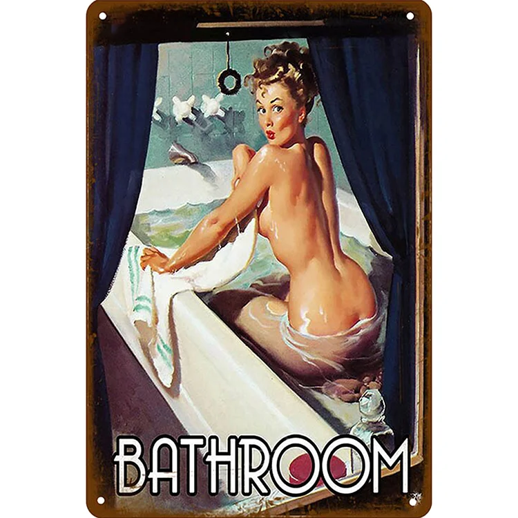 Bathroom Pin Up Girl - Vintage Tin Signs/Wooden Signs - 8*12Inch/12*16Inch