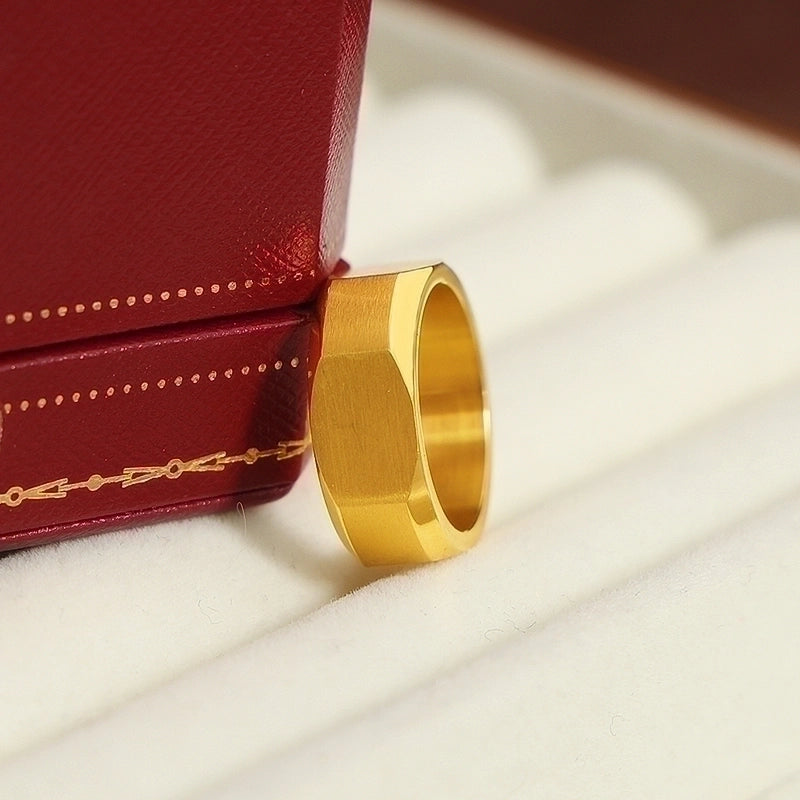 Casual Minimalist Commute Square Titanium Steel 18K Gold Plated Plating Rings
