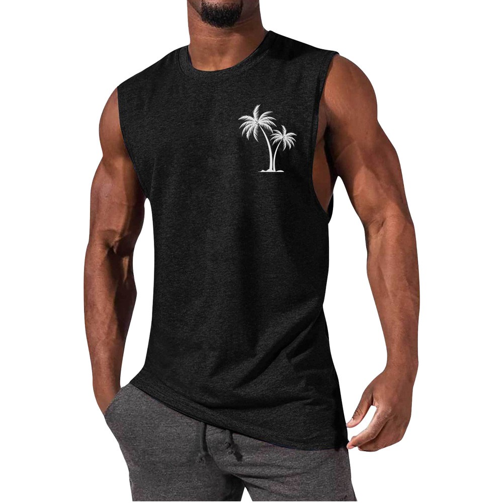 Mature Men Summer Beach Tank Tops Workout Muscle Sports Fitness T-shirt