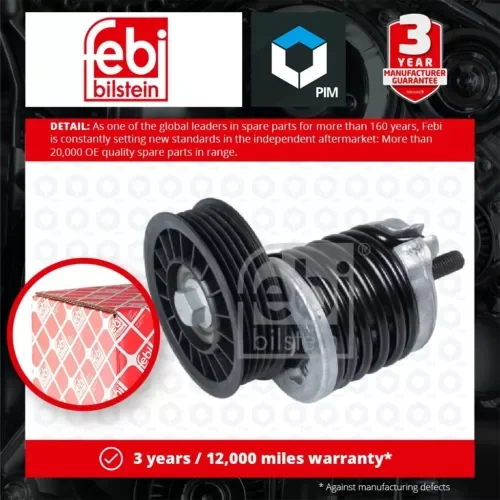 Aux Belt Tensioner fits AUDI A4 B5 1.9D 95 to 01 Drive V-Ribbed 028145278J Febi Parts