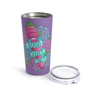 Pornhint Good vibes only wand vibrator floral stainless steel double wall tumbler travel mug 20 oz