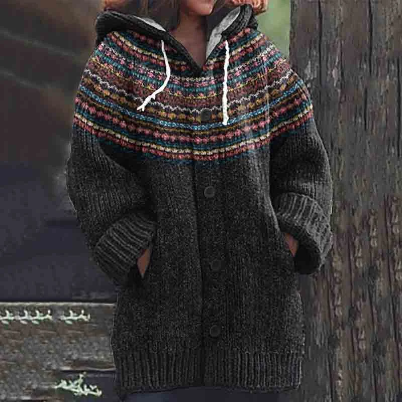 Vintage Knitted Jacquard Pattern Cozy Cardigan Sweater