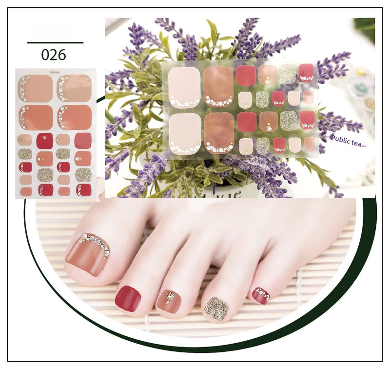 Explosions Foot Nail Stickers Summer Toenail Stickers Bronzing Imitation Diamond Nail Stickers Waterproof Foot Stickers