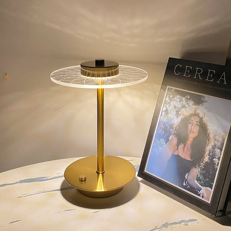 LED Crystal Disc Rechargeable Table Lamp