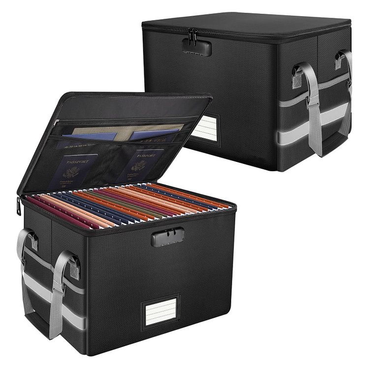 File Box with Lock, Fireproof Box File Storage Organizer Anti-Static Box