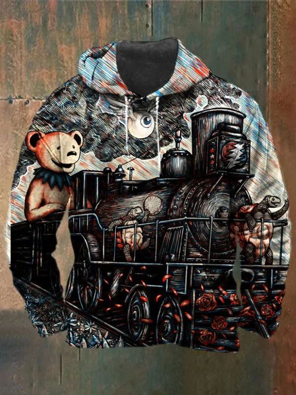 Unisex Bear Print Heavyweight Hoodies