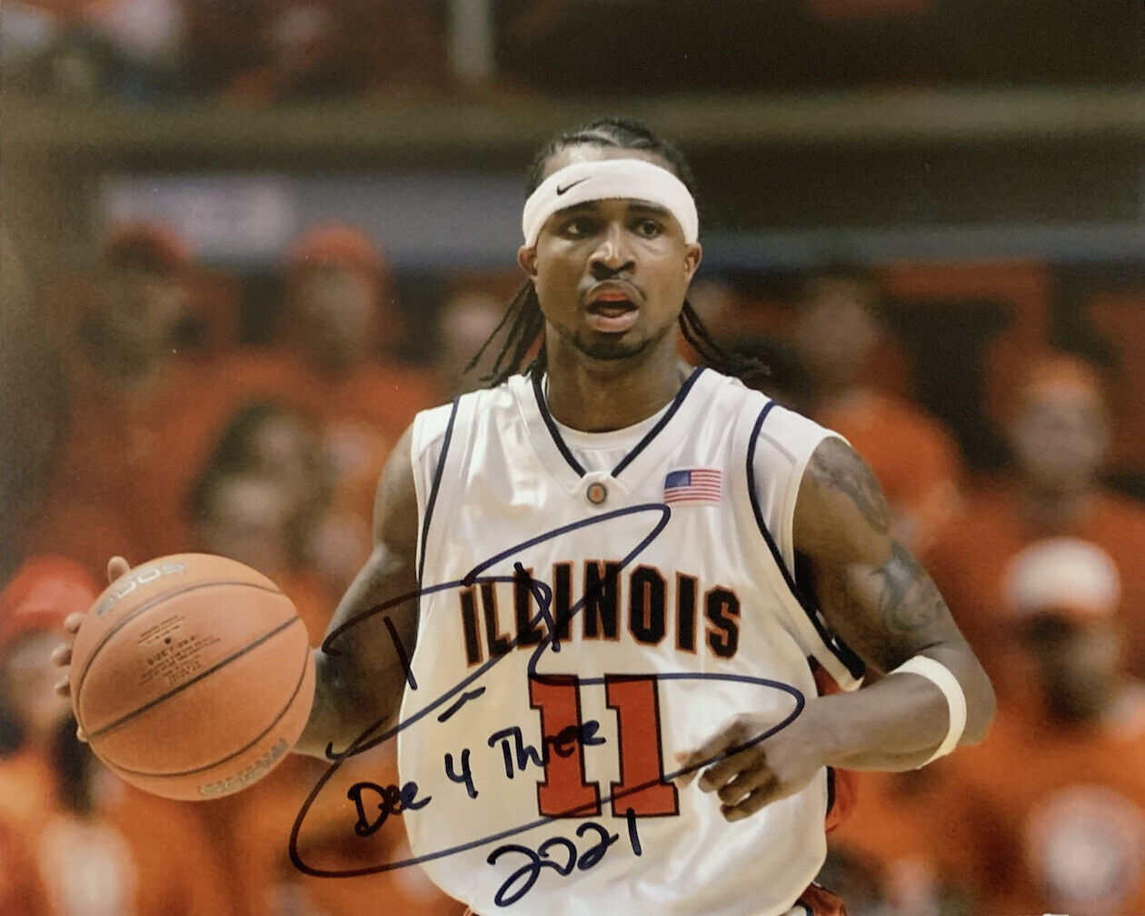 DEE BROWN HAND SIGNED 8x10 Photo Poster painting ILLINOIS BASKETBALL AUTOGRAPH RARE COA