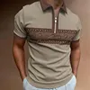 Gioiacombo&trade; Polo da uomo a manica corta con cerniera a righe estiva