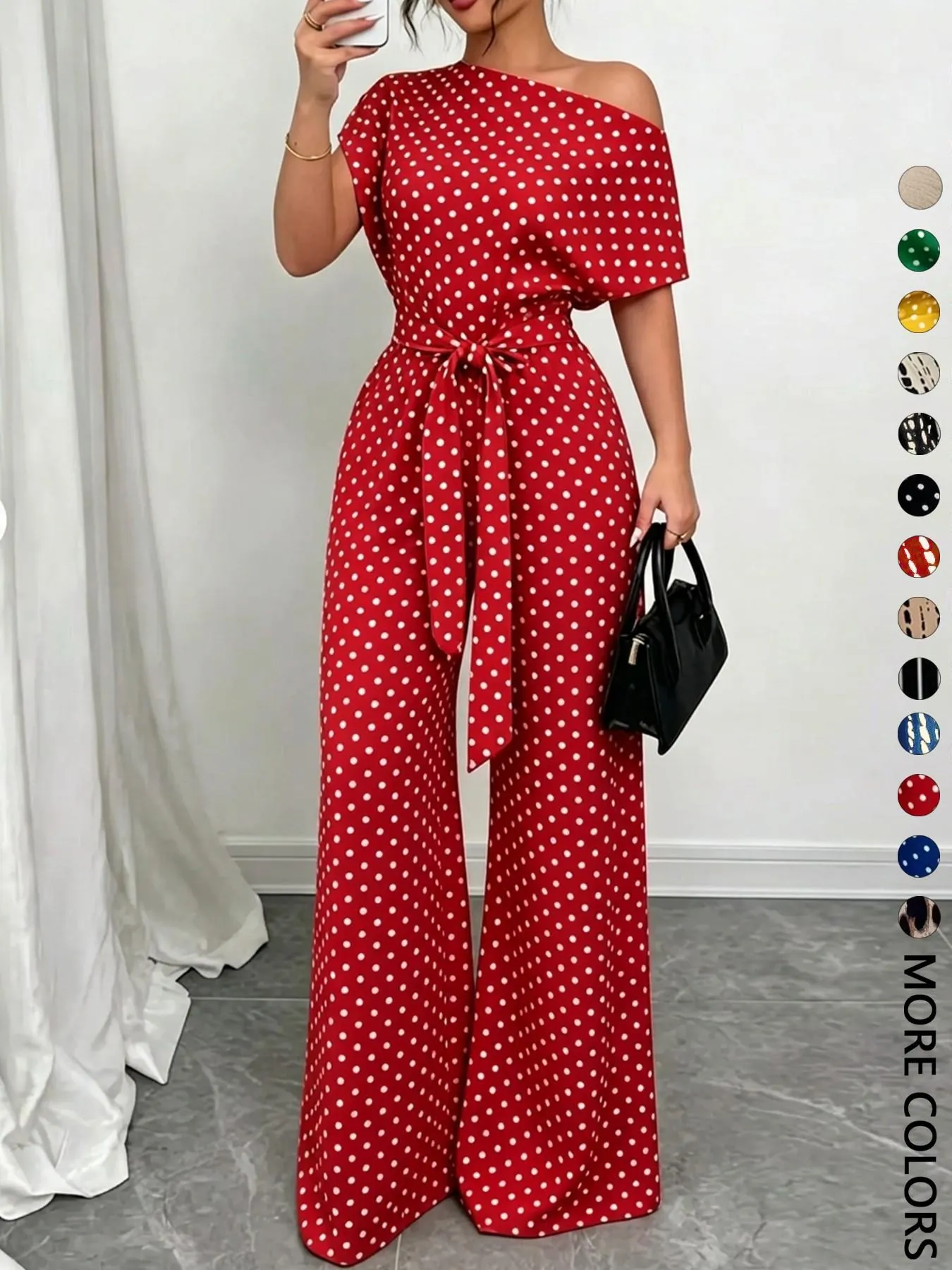 Women's All Over Print Leopard Tie Front Loose Jumpsuit, Casual Asymmetrical Neck Jumpsuit for Spring & Fall, Women's Clothes for Daily Wear Women's All Over Print Leopard Tie Front Loose Jumpsuit, Casual Asymmetrical Neck Jumpsuit for Spring & Fall, Women's Clothes for Daily Wear