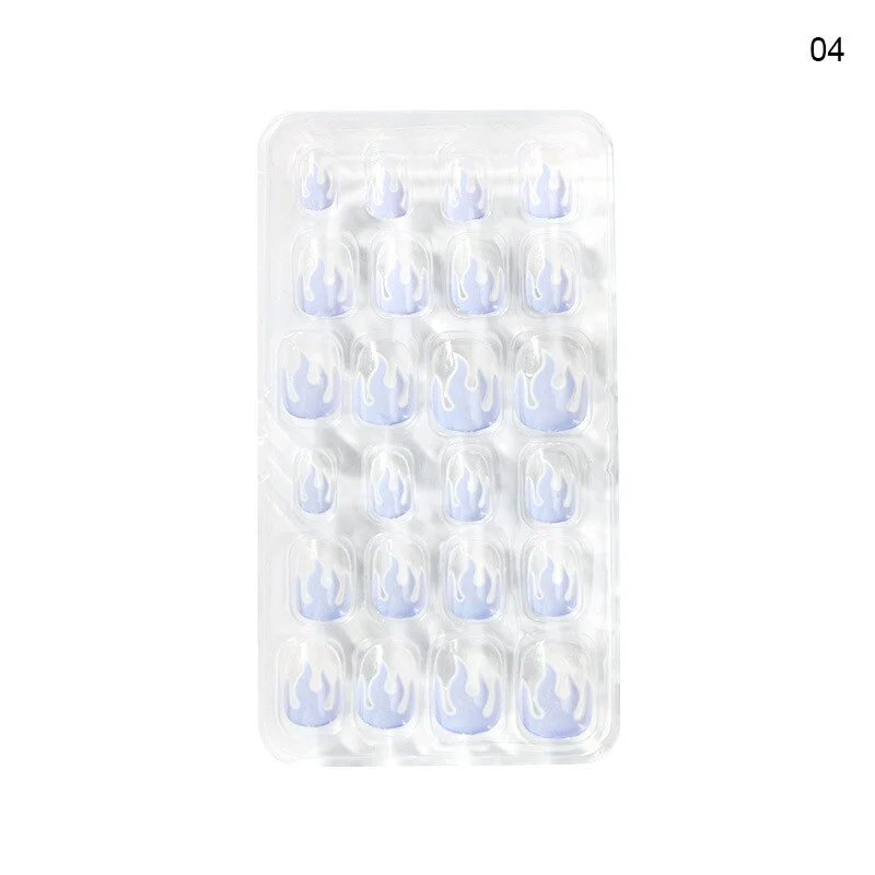 Halloween Nail Art for Children and Adults 24 Pieces of Flame Cartoon Portable Wearable Finished Nail Patch for Children