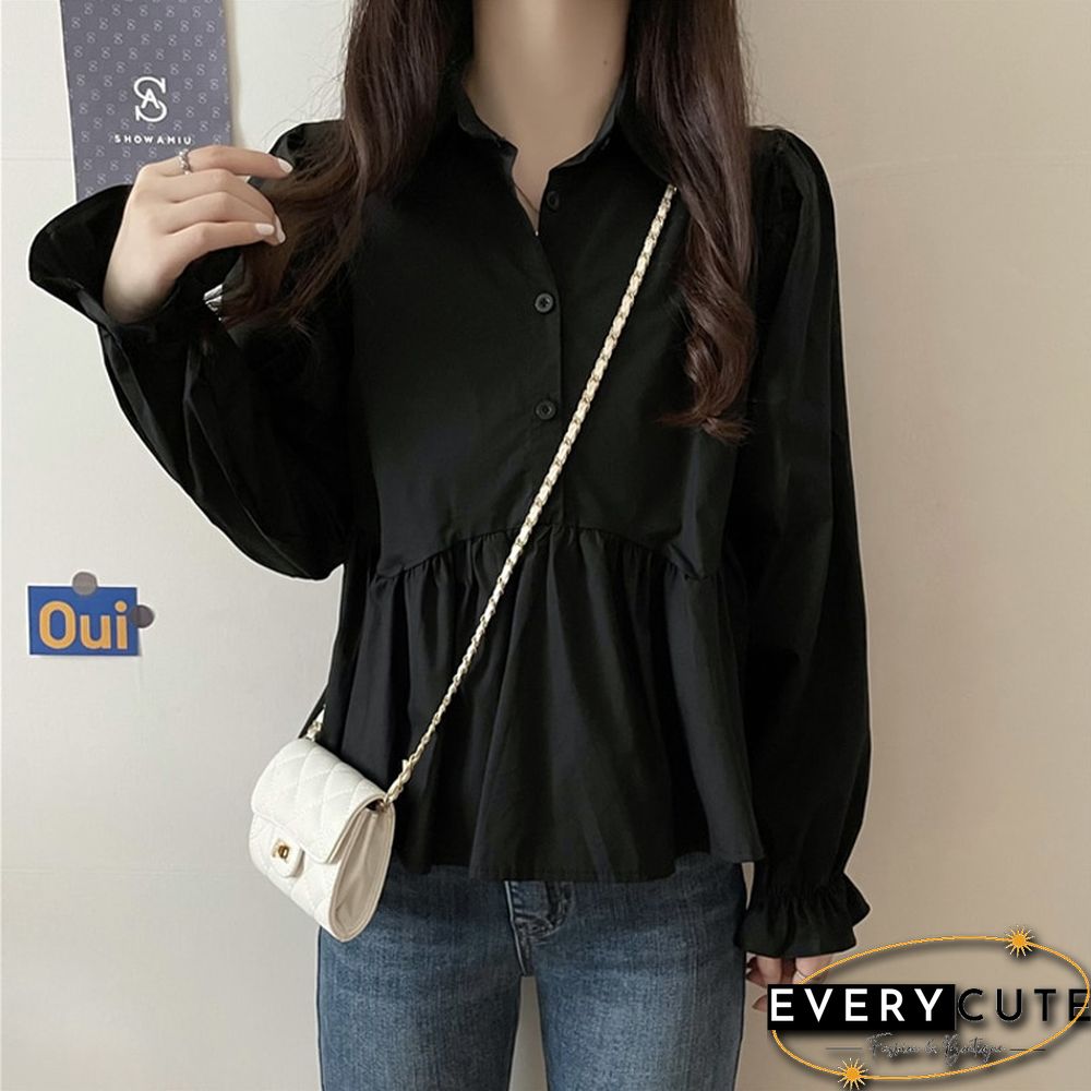 Spring Autumn Design Ruffles Shirts Women Elegant Sailor Collar Ladies Blouses Casual