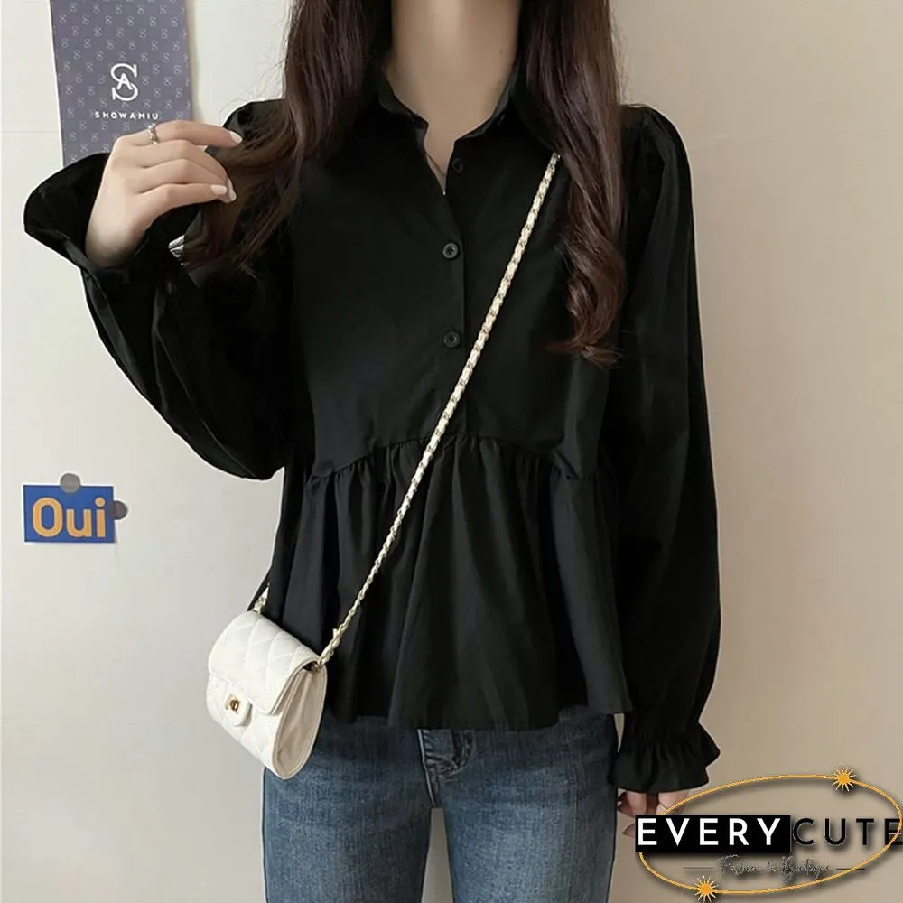 Spring Autumn Design Ruffles Shirts Women Elegant Sailor Collar Ladies Blouses Casual
